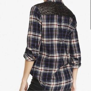 Express Boyfriend Flannel with Sequins